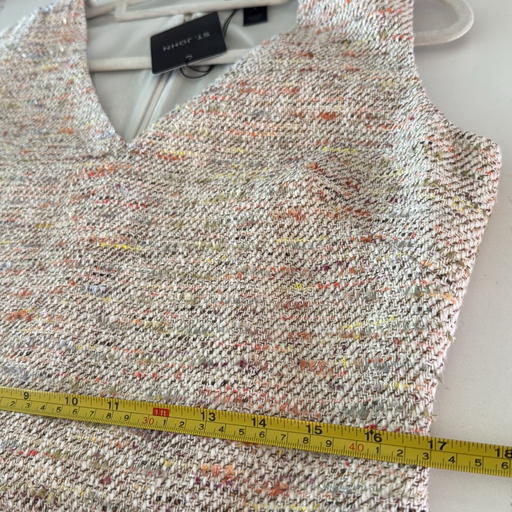 St.‎ John Eyelash Tweed V-neck Wool-blend Sheath Dress Work Career - Picture 10 of 11